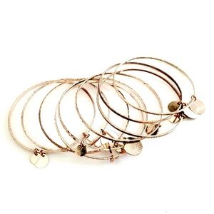 Gold Plated Charm Bangle Bracelet Set 9 pcs